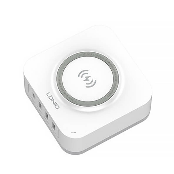 LDNIO AW004 Hotsales 32W Desktop Wireless Charger 4 Usb Ports US EU UK Plug for choice 30W PD QC Fast Charging Wireless Charger- White