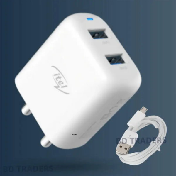 Charging Adapter with Micro USB Cable, 5V 2.4A Display USB Fast Charger, 2 Ports Fast Charging Wall Mobile Phone Charger with LED indicator