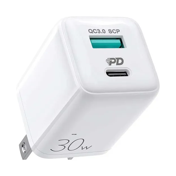 Dual Port 30W PD+QC3.0 Intelligent Fast Charger Plug (US) For iPhone 13 &amp;amp; 14 Series